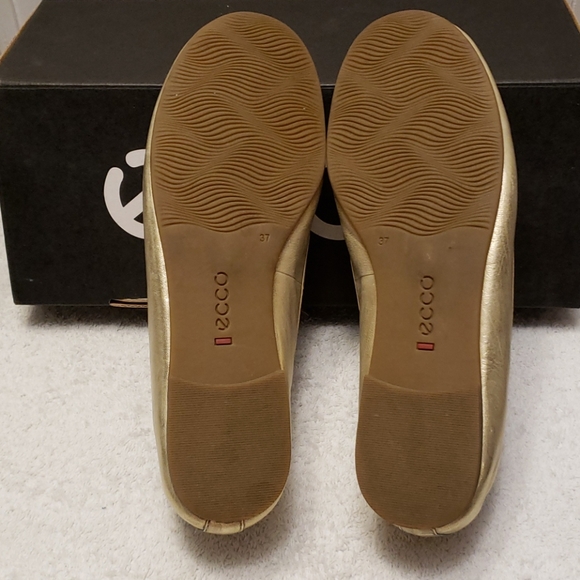 Ecco Goya Bow metallic gold leather ballet flats,7 - Picture 8 of 10